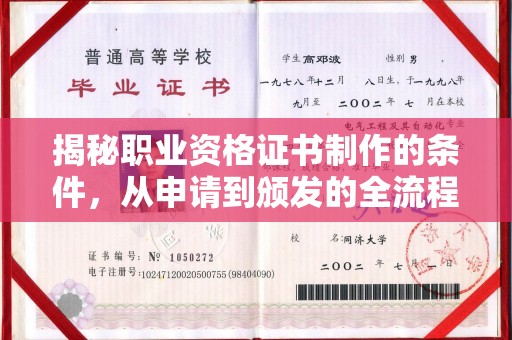 兰考揭秘职业资格证书制作的条件，从申请到颁发的全流程解析